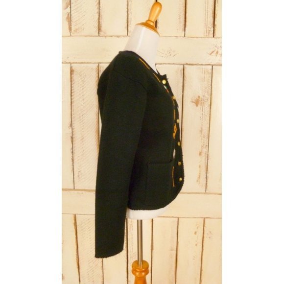 Vintage black knit Christmas holiday cardigan sweater ugly Christmas sweater - Picture 2 of 5